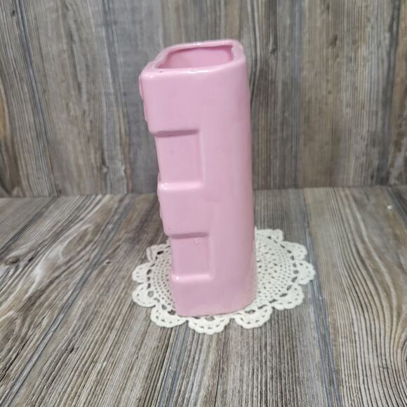 MCM Vase Pink Rectangle, Embossed Floral - Picture 5 of 7